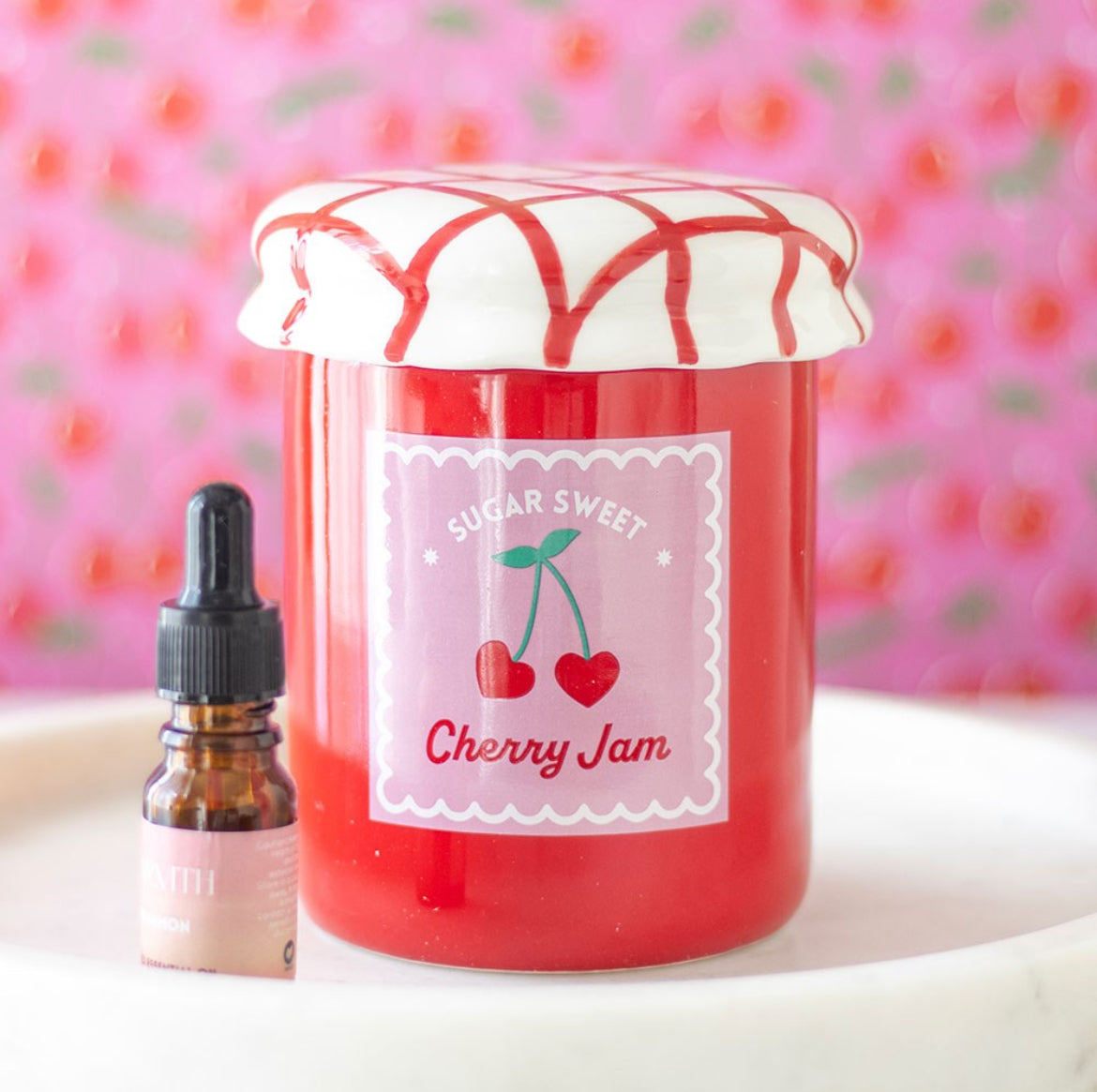 CHERRY JAM JAR OIL BURNER AND WAX WARMER