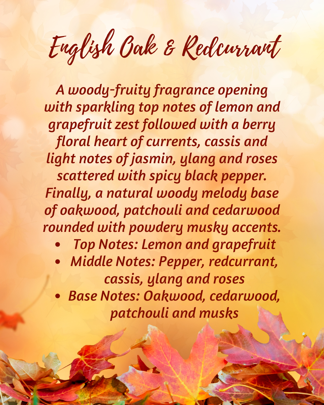 English Oak & Redcurrant Wax Melts
