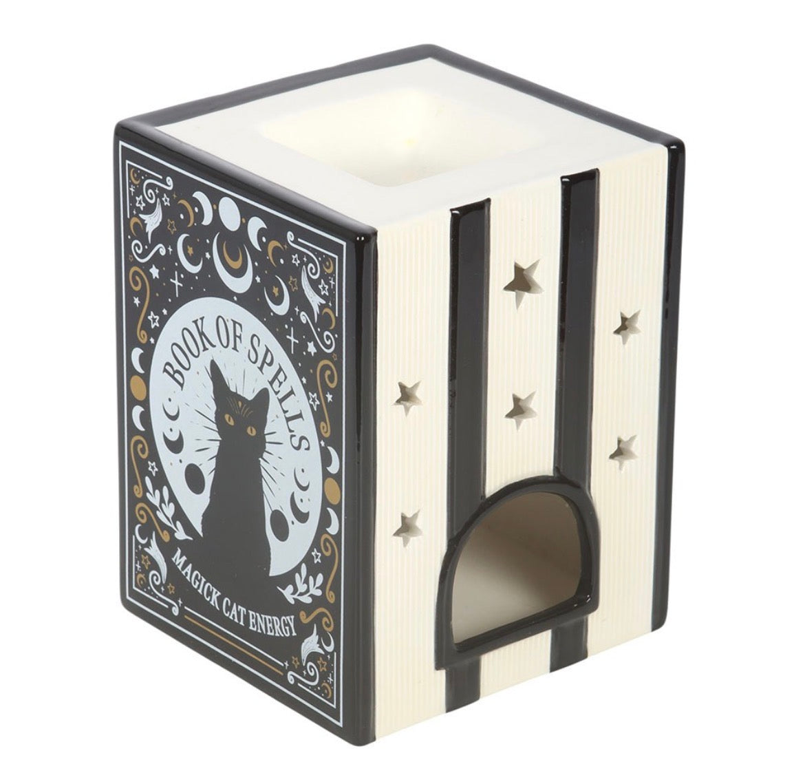 BLACK CAT BOOK OF SPELLS OIL BURNER AND WAX WARMER