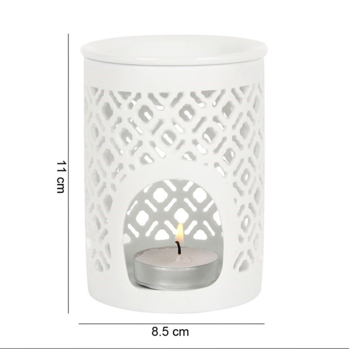 WHITE MATTE LATTICE CUT WAX BURNER